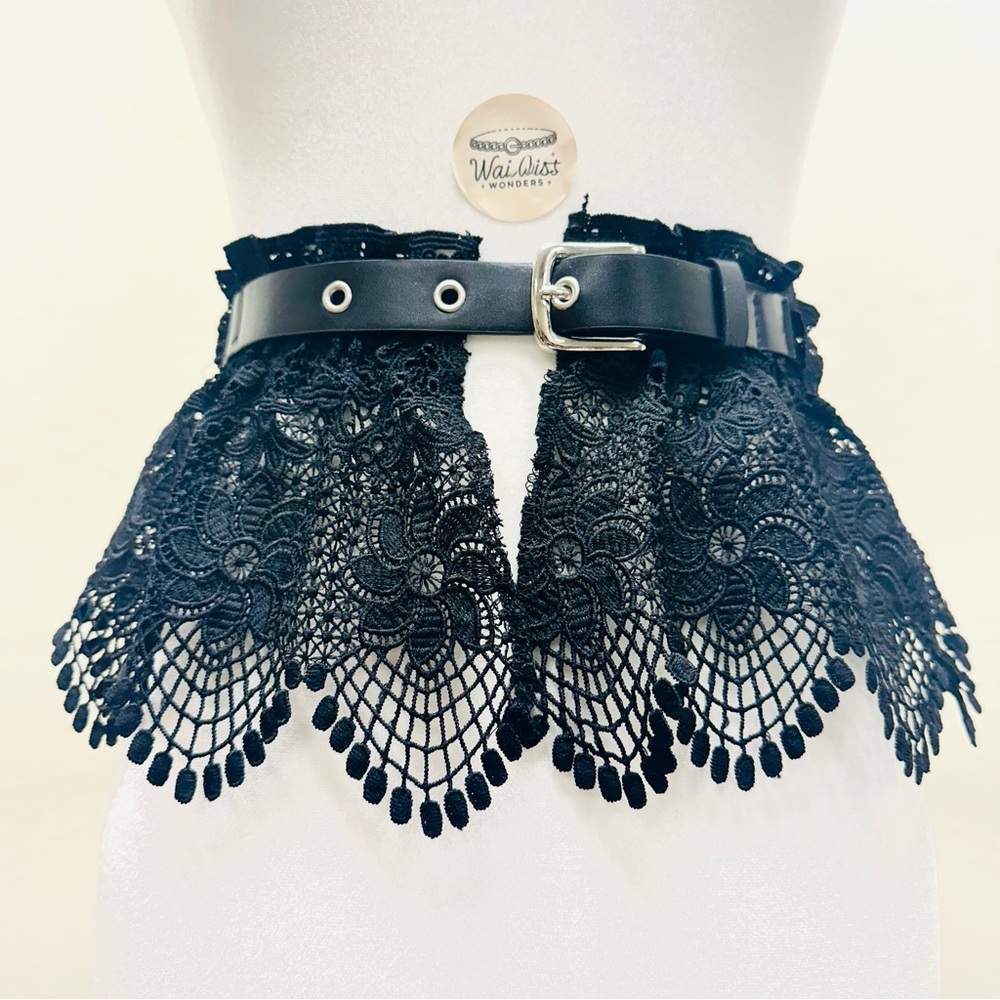 Black lace corset belt with adjustable buckle
